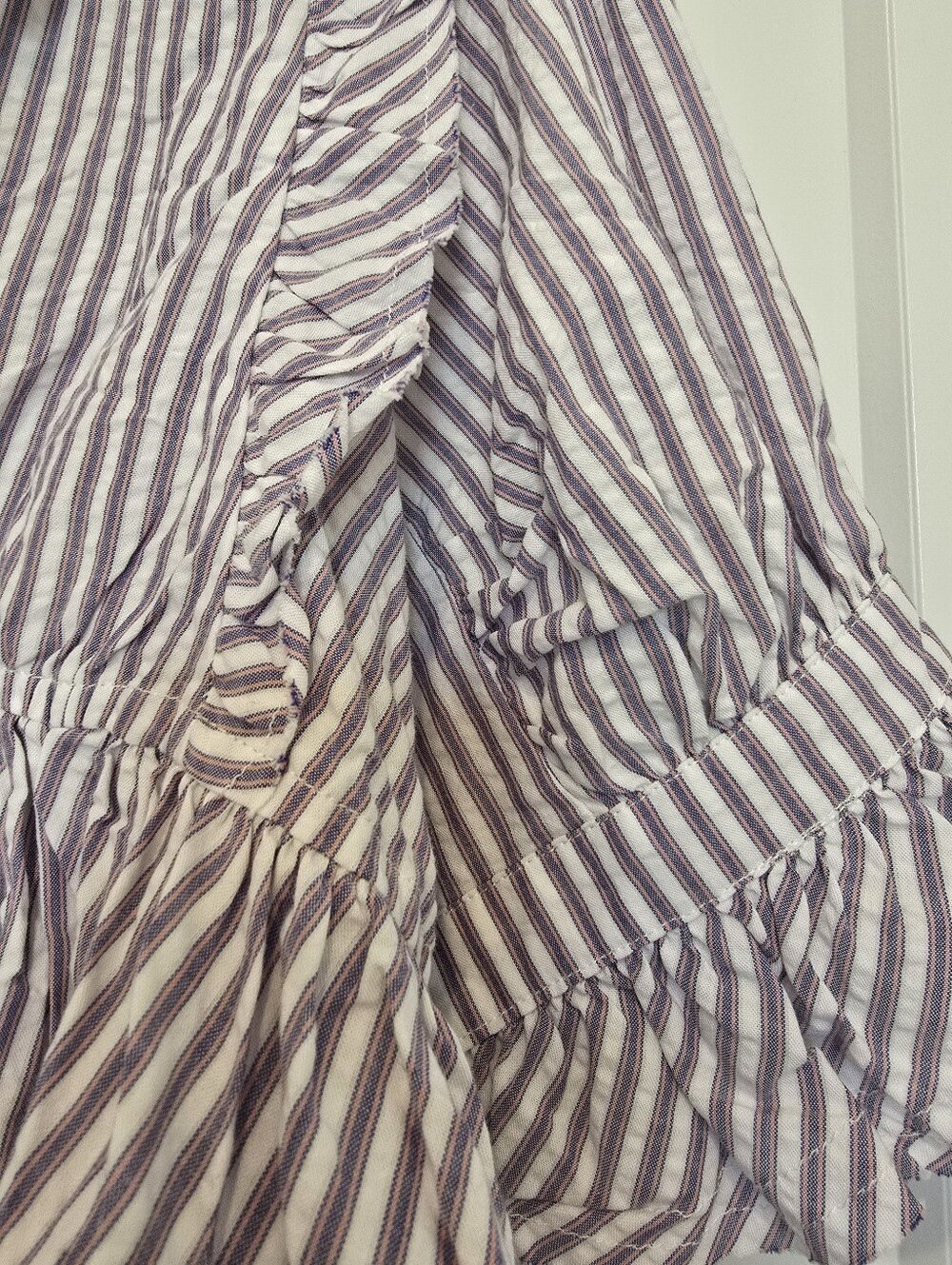 NWT Free People Miley We The Free Lilac White Striped Ruffle Blouse Msrp $128 - Picture 4 of 6
